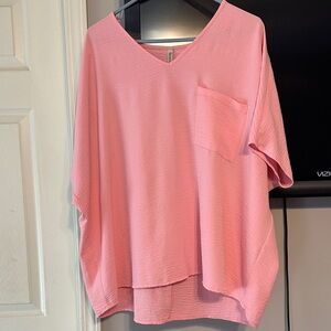Elegant Pink V-Neck Blouse